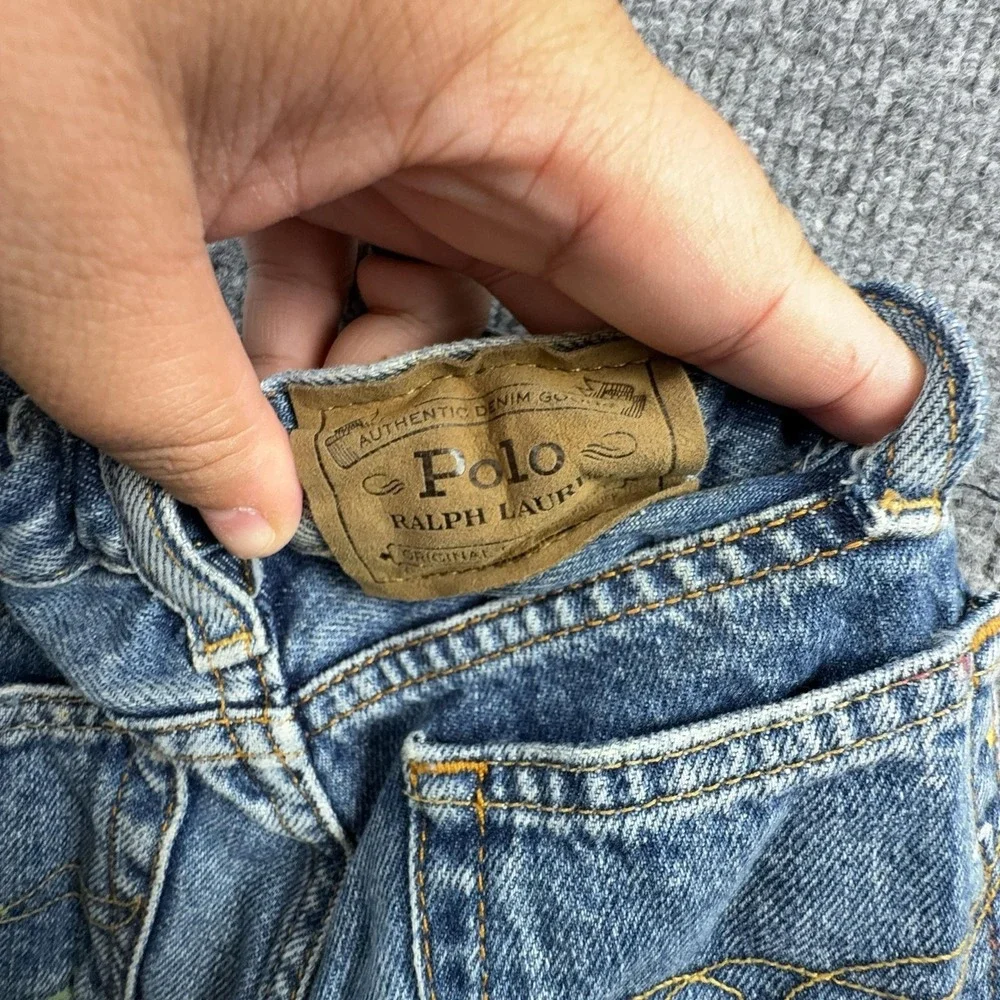 Polo Ralph Lauren Shorts 4T Blue Denim Cutoff Paint Splatter Frayed Hem